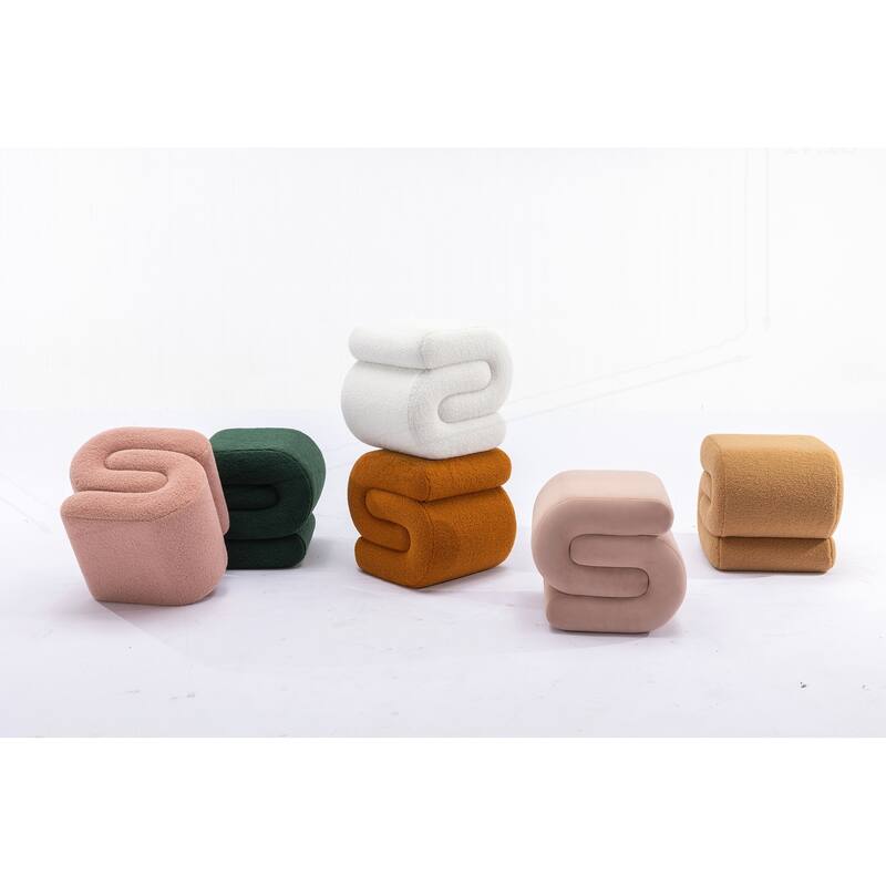 S-shape Teddy Fabric Ottoman