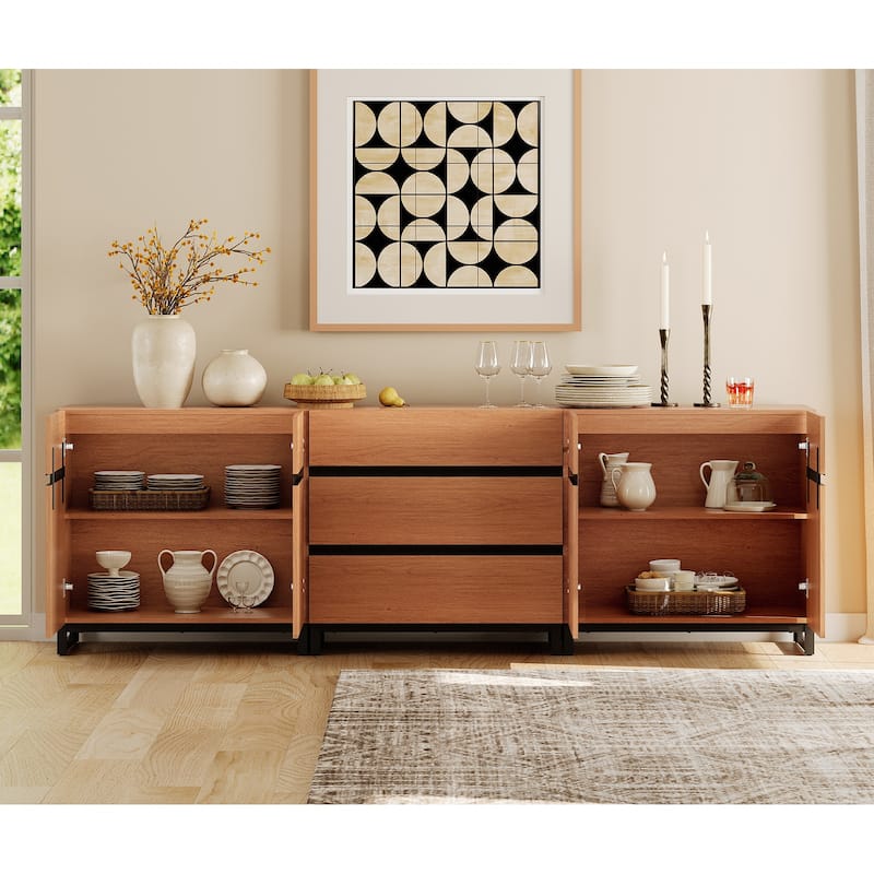 WAMPAT Storage Cabinet, 3 in 1 Modern Sideboard