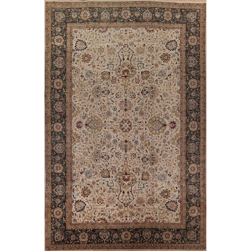 All-Over Large Agra Indian Area Rug Handmade Wool Carpet - 12'5" x 17'8"