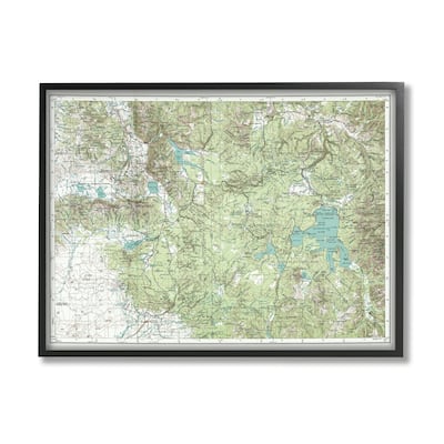 Stupell Yellowstone National Park Continental Divide Map Forest Geography Framed Wall Art