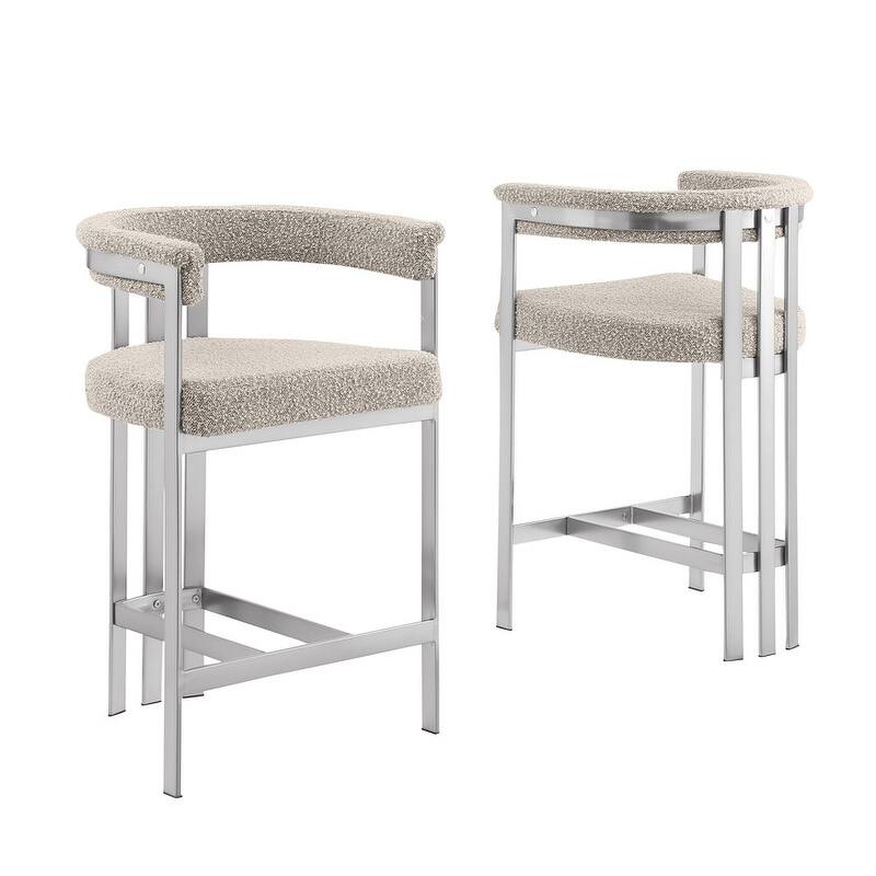 Best Quality Furniture Matte Brushed Chrome Counter Height Chairs (Set of 2) - N/A