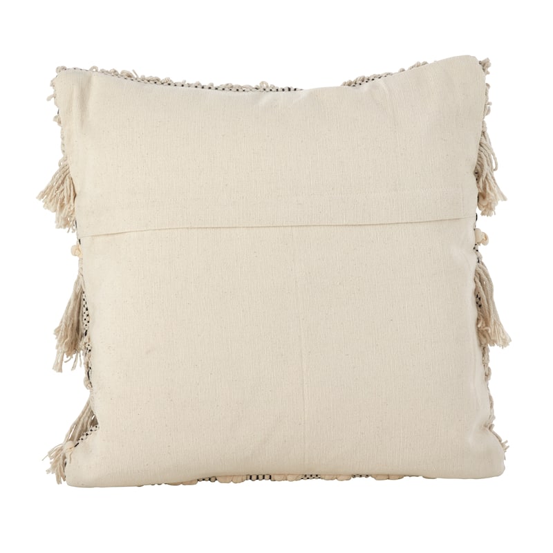 Moroccan Wedding Blanket Style Fringe Cotton Throw Pillow