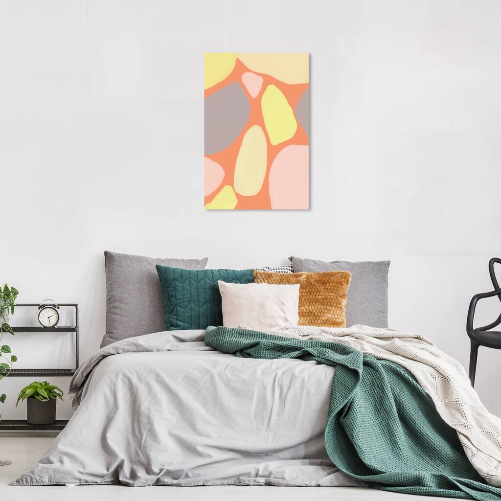 Wynwood Studio Canvas Abstract Pebbles from the River Orange and Pastel Orange Modern & Contemporary Wall Art Canvas Print