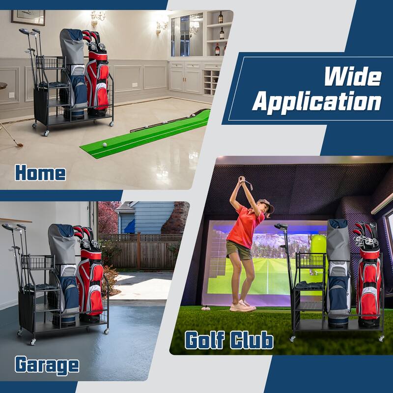 Costway Extra Large Golf Bag Storage Rack for Garage Fits 2 Golf Bags - See Details
