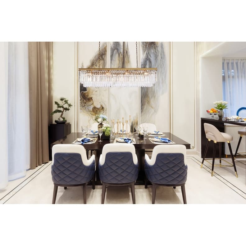 Indigo Home rectangle crystal chandelier in satin gold
