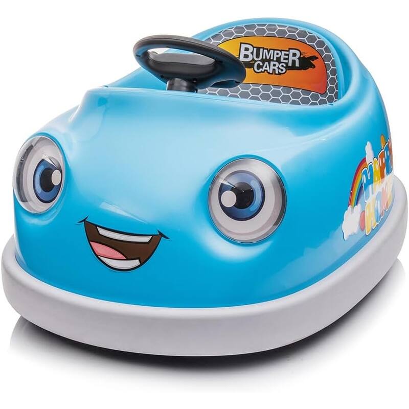 12V Bumper Car for Kids, 6-in-1 Electric Bumper Car with Pushrod Dinner Plate,USB Music,Rocking Horse Mode,Bumper Car Mode