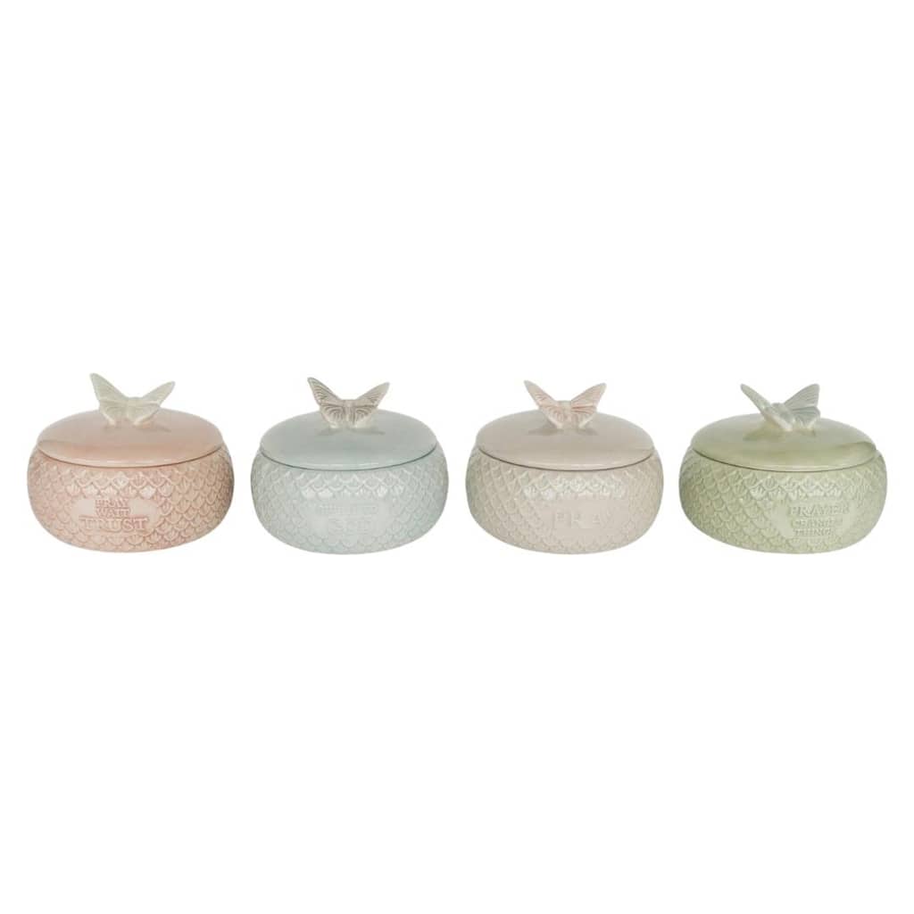 Transpac Ceramic Prayer Container with Lid Set of 4 Spring Home Decorations