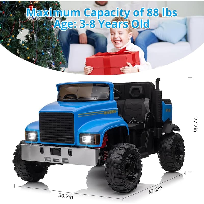 2-Seater Kids Ride-On Tractor with Dual 12V Batteries, Remote Control, Tipping Bucket & Rear Storage