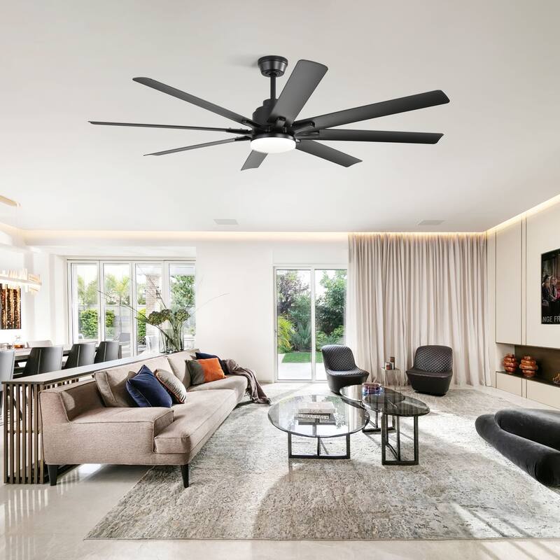52 Inch/66 Inch/72 Inch Modern Ceiling Fan with Dimmable LED Light ,Remote&APP Control,8 Blades for Large Living Room,Porch