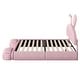 preview thumbnail 31 of 29, Twin/Full Size Upholstered Platform Bed w/Cartoon Ears Shaped Headboard & Light, Cartoon Twin Bed Frame w/2 Small Storage Stools