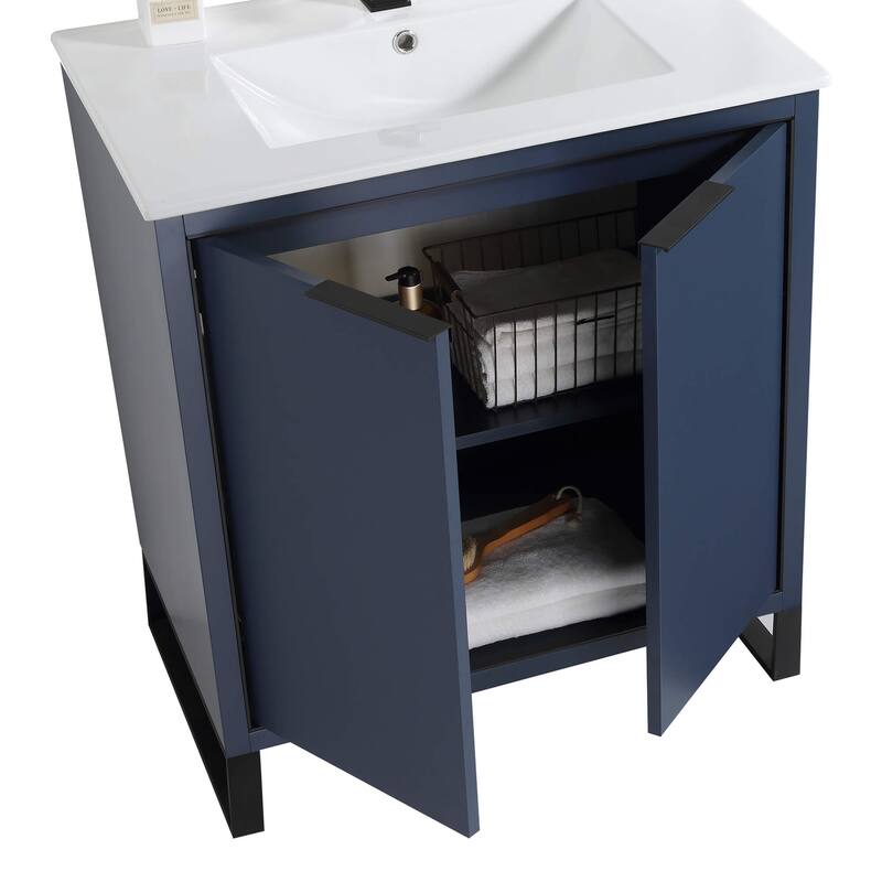 Fine Fixtures Opulence Collection Bathroom Vanity with White Ceramic Sink