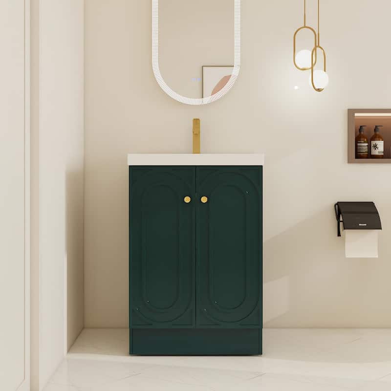 BNK 24/30/36 inch Freestanding Single Sink Bathroom Vanity with Soft Close Door and Adjustable Shelf - 23.6''W×19.7''D×35.4''H - Green