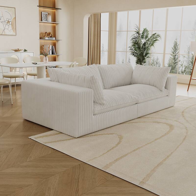 Cloud-like Corduroy Upholstered Loveseat Sofa Chaise Lounge Couch