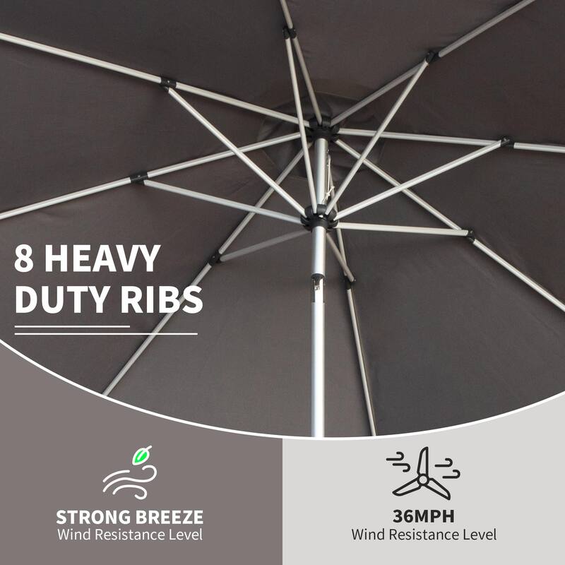10FT Patio Umbrella,Outdoor Table Umbrella with Push Button Tilt and Crank,UV Protection Waterproof Market with 8 Sturdy Ribs