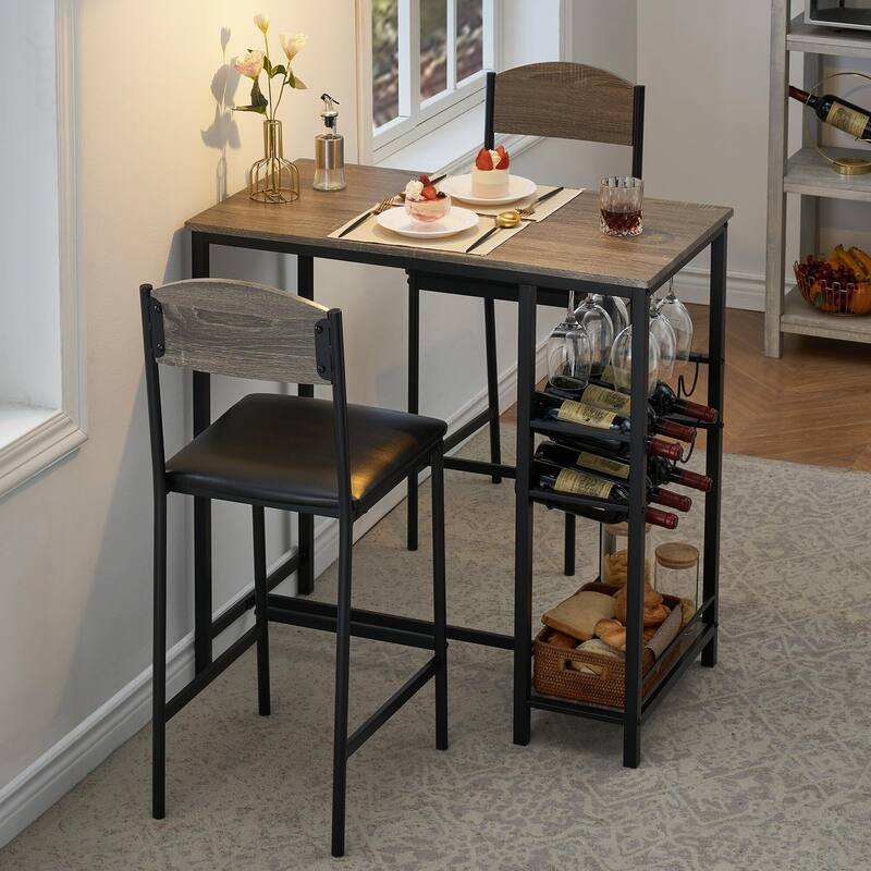 Bar Table Set of 2 with Footrest