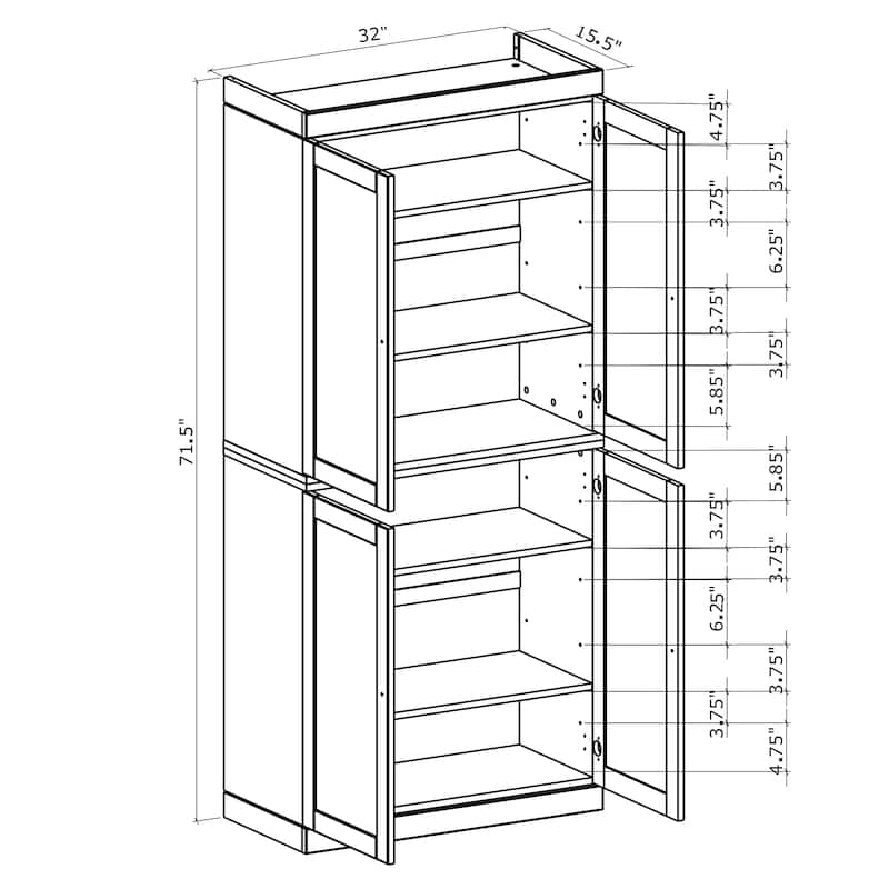 Palace Imports Premium 100% Solid European Oak Hardwood Bathroom Storage Cabinet with Shaker Doors - 32" Wide, 71.5" Tall