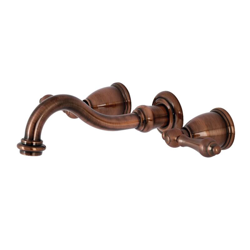 Kingston Brass Vintage Two-Handle 3-Hole Wall Mount Bathroom Faucet - Antique Copper