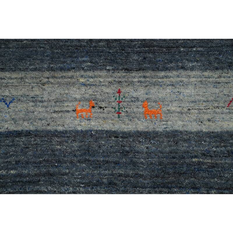 Hand Knotted Oriental 100% Wool Carpet Tribal Tribal Navy Blue & Blues Gabbeh Area Rug - 10' 0'' X 6' 8''