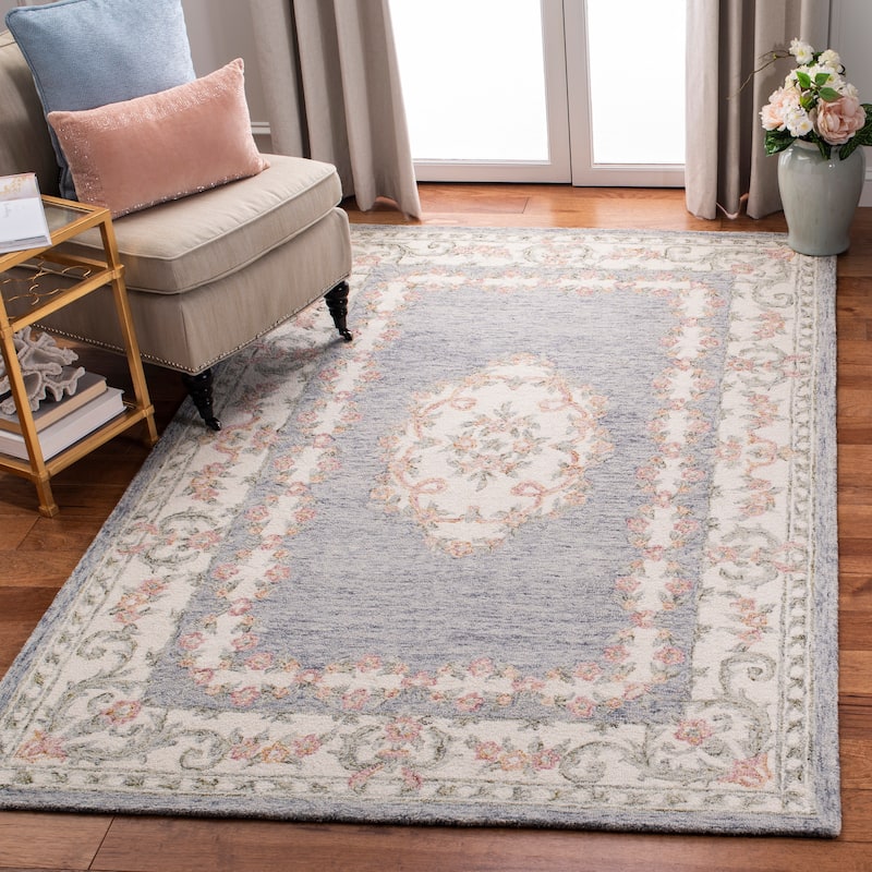 SAFAVIEH Handmade Micro-Loop Avery Wool Rug - 5' x 8' - Grey/Ivory