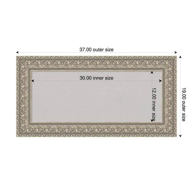 Sydney Silver Framed Cork Board - Bulletin Board, Organization Board, Pin Board - Grey - 37 x 19 in