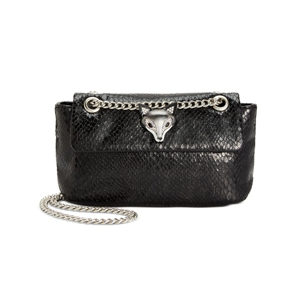 Mika chain and purse detail cross body bag in black snake print faux leather online