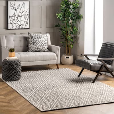 Nuloom Flora Handmade Textured Diamonds Wool Area Rug