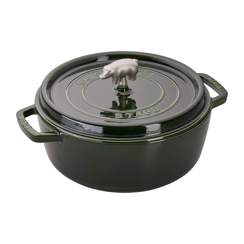 STAUB Cast Iron 6-qt Cochon Shallow Wide Round Cocotte