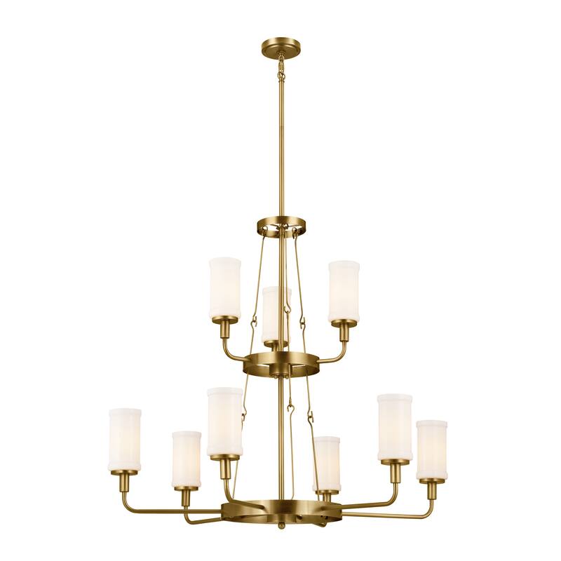 Kichler Lighting Vetivene 39 inch 9-Light Chandelier Natural Brass with Opal Glass