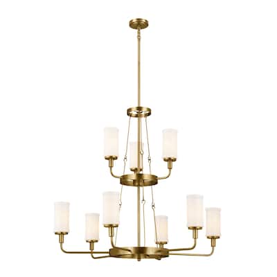 Kichler Lighting Vetivene 39 inch 9-Light Chandelier Natural Brass with Opal Glass