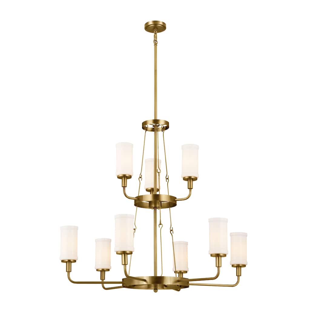 Kichler Lighting Vetivene 39 inch 9-Light Chandelier Natural Brass with Opal Glass