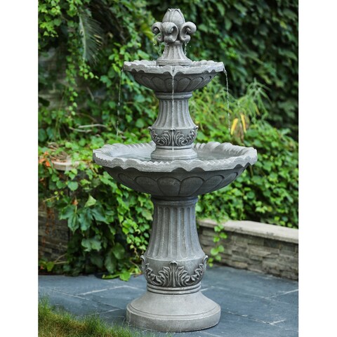 Grey Resin 50" H 2-Tier Outdoor Fountain - 50.2" H x 26.4" Diameter