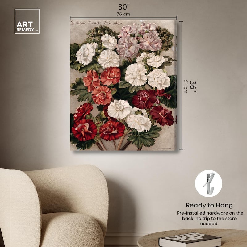 Flowered Primulas Canvas by Art Remedy, Gallery Wrapped