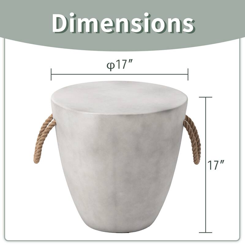 VENTOPYR Outdoor Concrete Side Table w Hemp Rope for Patio
