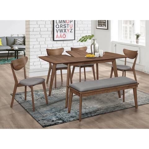 Shorna Natural Walnut and Grey 7-piece Dining Set with Butterfly Leaf