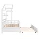 preview thumbnail 7 of 33, House Bed with Trundle Bed and Shelf, Wooden Platform Bed Frame with Full Length Guardrail and Roof