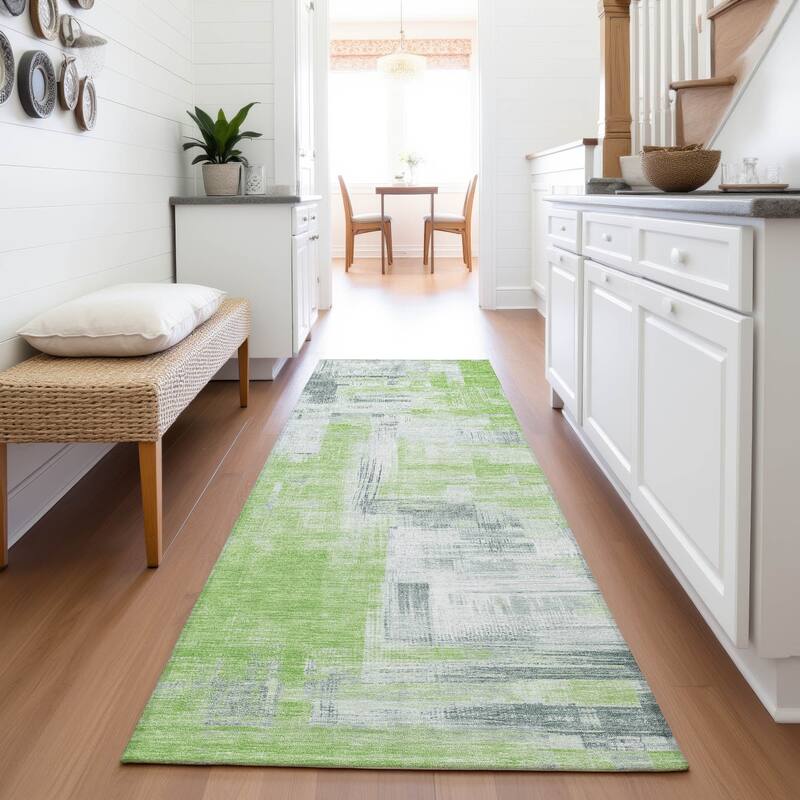 Premium Washable Super Soft Abstract Glam Mayfield Rug - Aloe - 2'3" x 7'6"