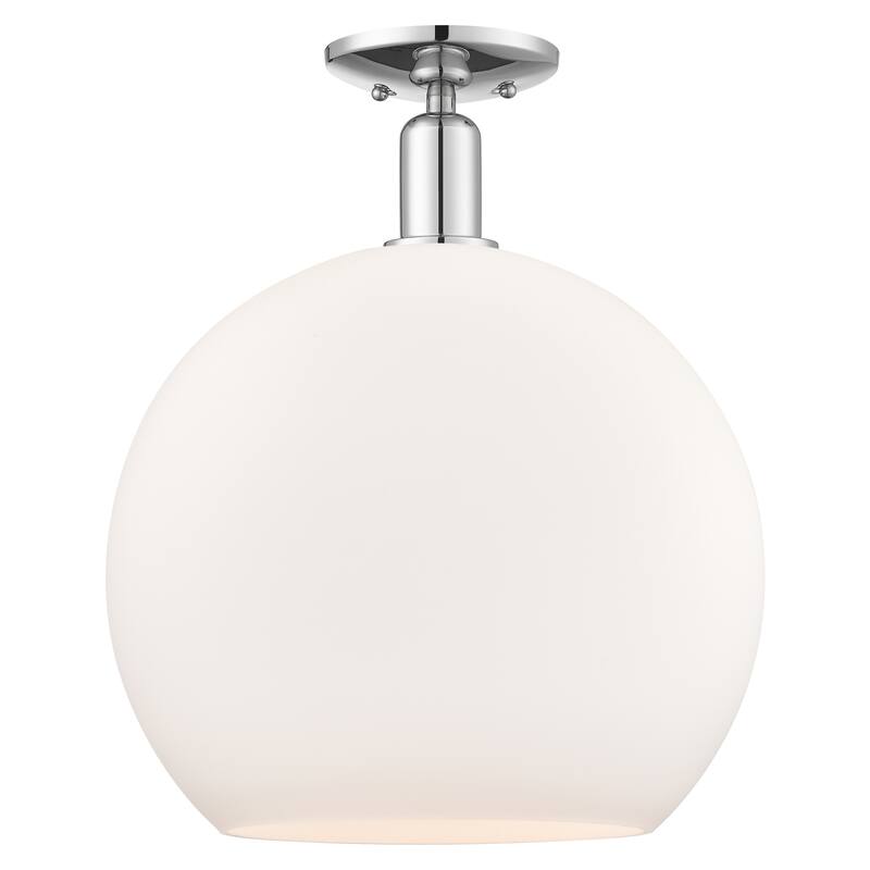 Innovations Lighting Endless Possibilities Arcadia - Athens - 1 Light 14" Semi-Flush Mount - Polished Chrome/Matte White