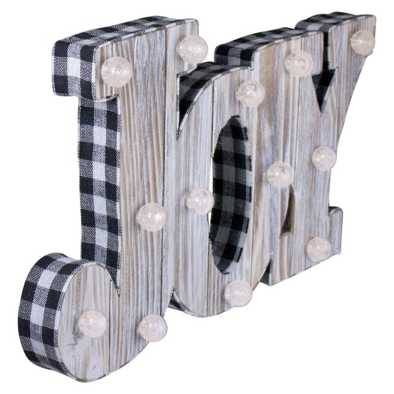 Lighted 3D Wooden "JOY" Christmas Decoration - 14"