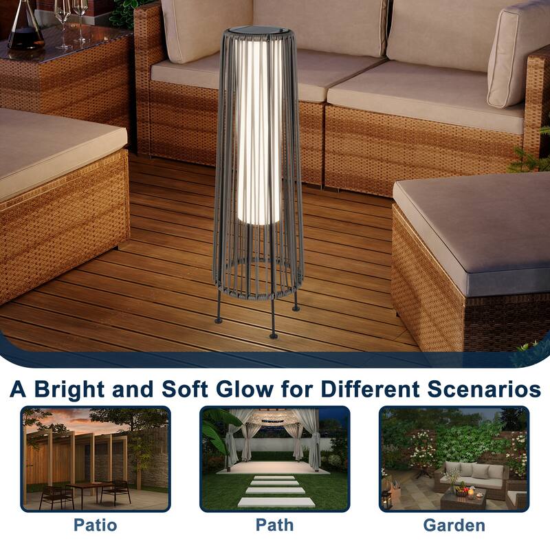 Solar Powered Outdoor Floor Lamp Resin Wicker Outdoor Lamps