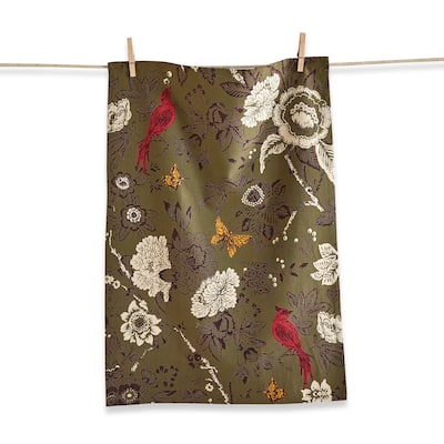 26L"x18W" Autumn Tolie Green Print Cotton Dishtowel Kitchen Towel Green Machine Washasble