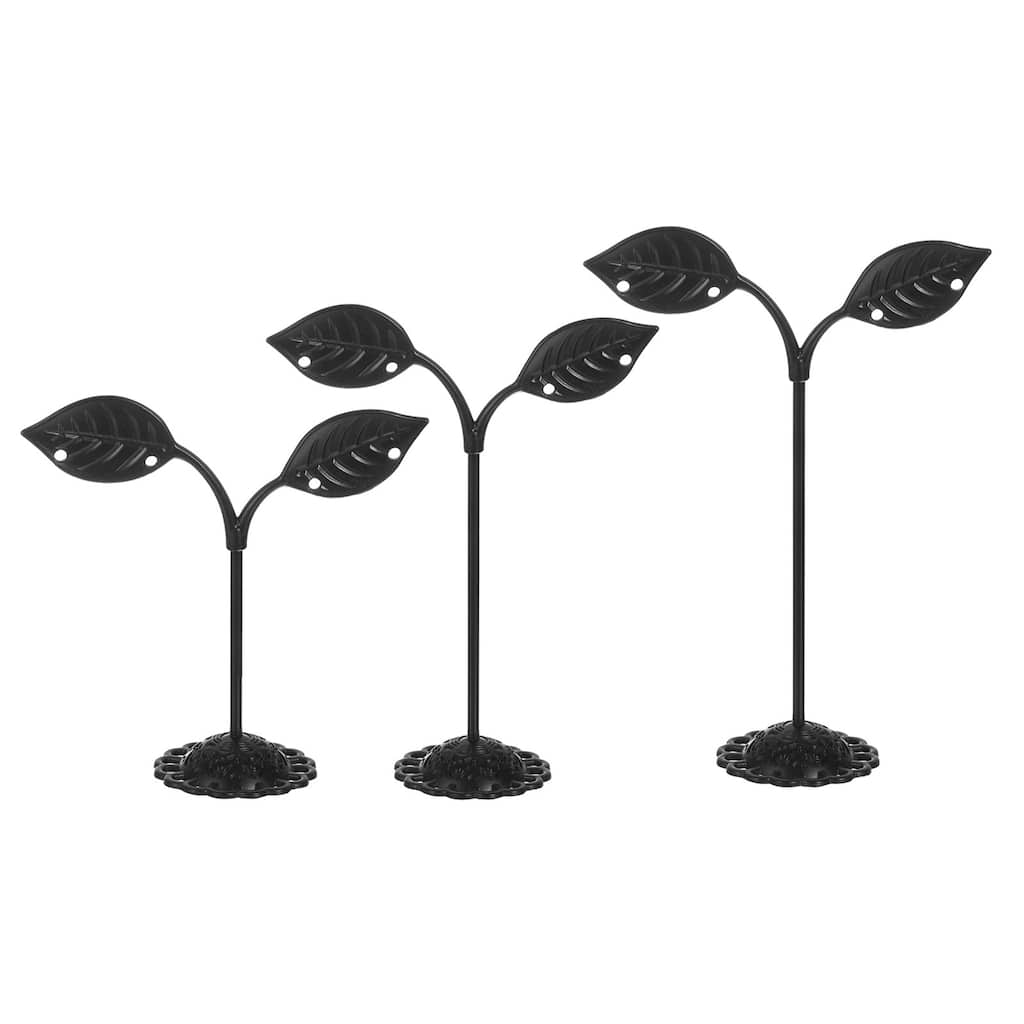 Earring Holder, 3pcs Earring Display Stands Organizer Metal Rack Leaf