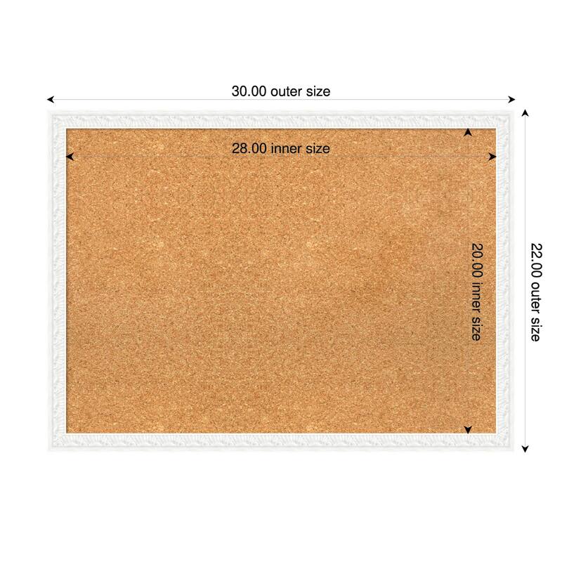 Bethany White Wood Framed Cork Board - Bulletin Board, Organization Board, Pin Board - Natural - 30 x 22 in