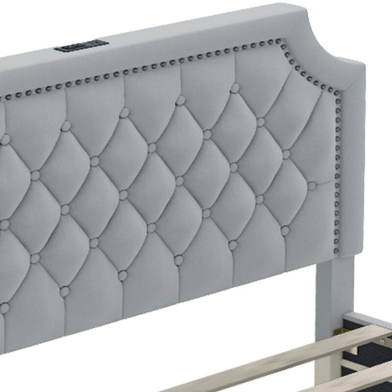Moasis Velvet/Linen Upholstered Bedframe with Adjustable Headboard and 4 Storage Drawers