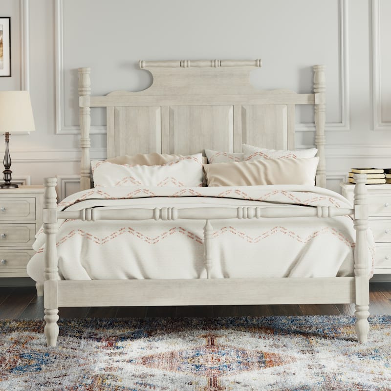 Vintage Country Style 3-Piece Bedroom Set by Harper&Bright Designs - Retro White - Queen
