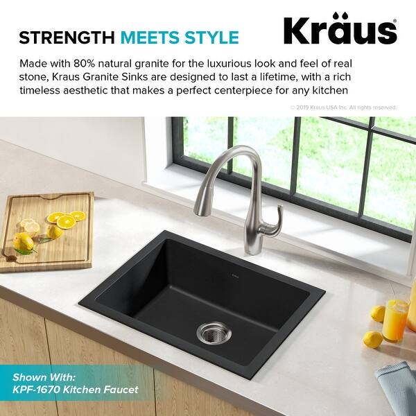 Shop Kraus Granite 24 Inch 1 Bowl Undermount Drop In Kitchen Sink Overstock 8844065