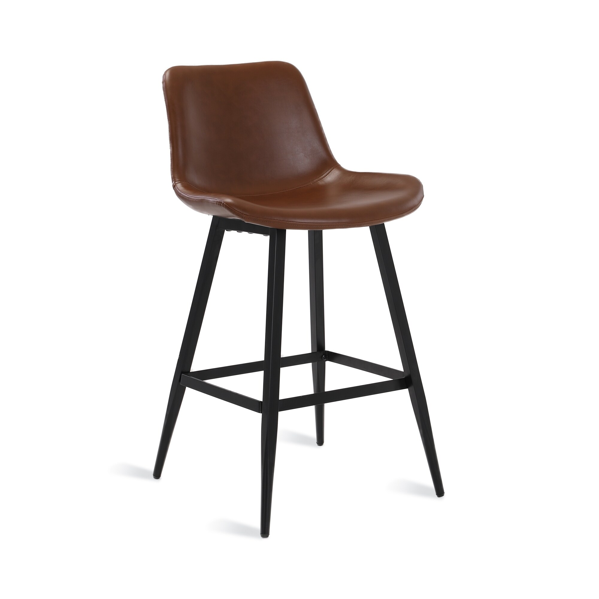 LUE BONA Metal Frame Bar Stools Counter Height Stools with Faux Leather Seat (Set of 2)