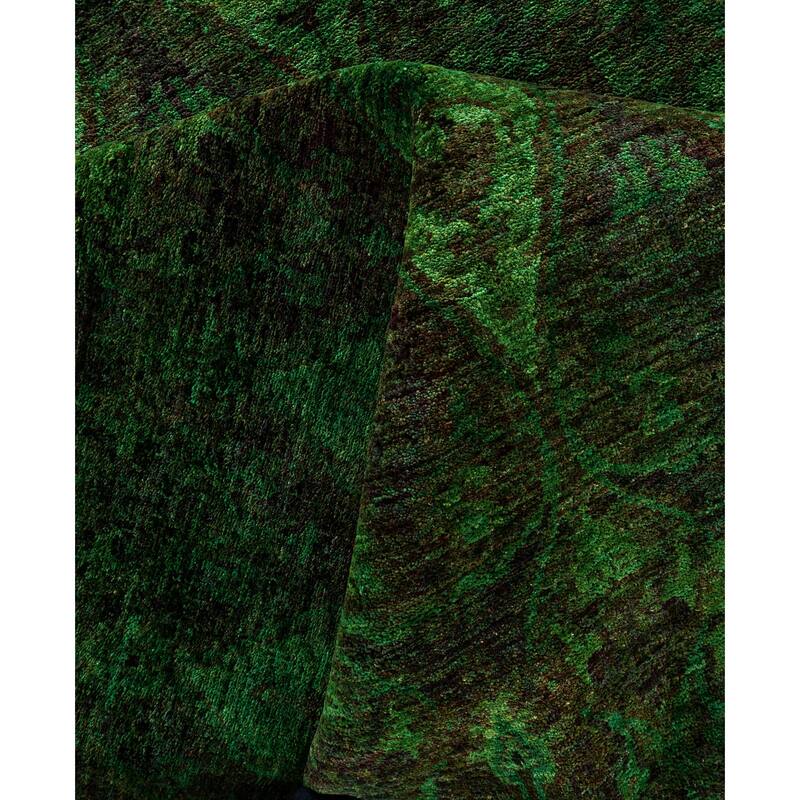 Overdyed One-of-a-Kind Hand-Knotted Square Area Rug - Green - 12' 1" x 12' 2"