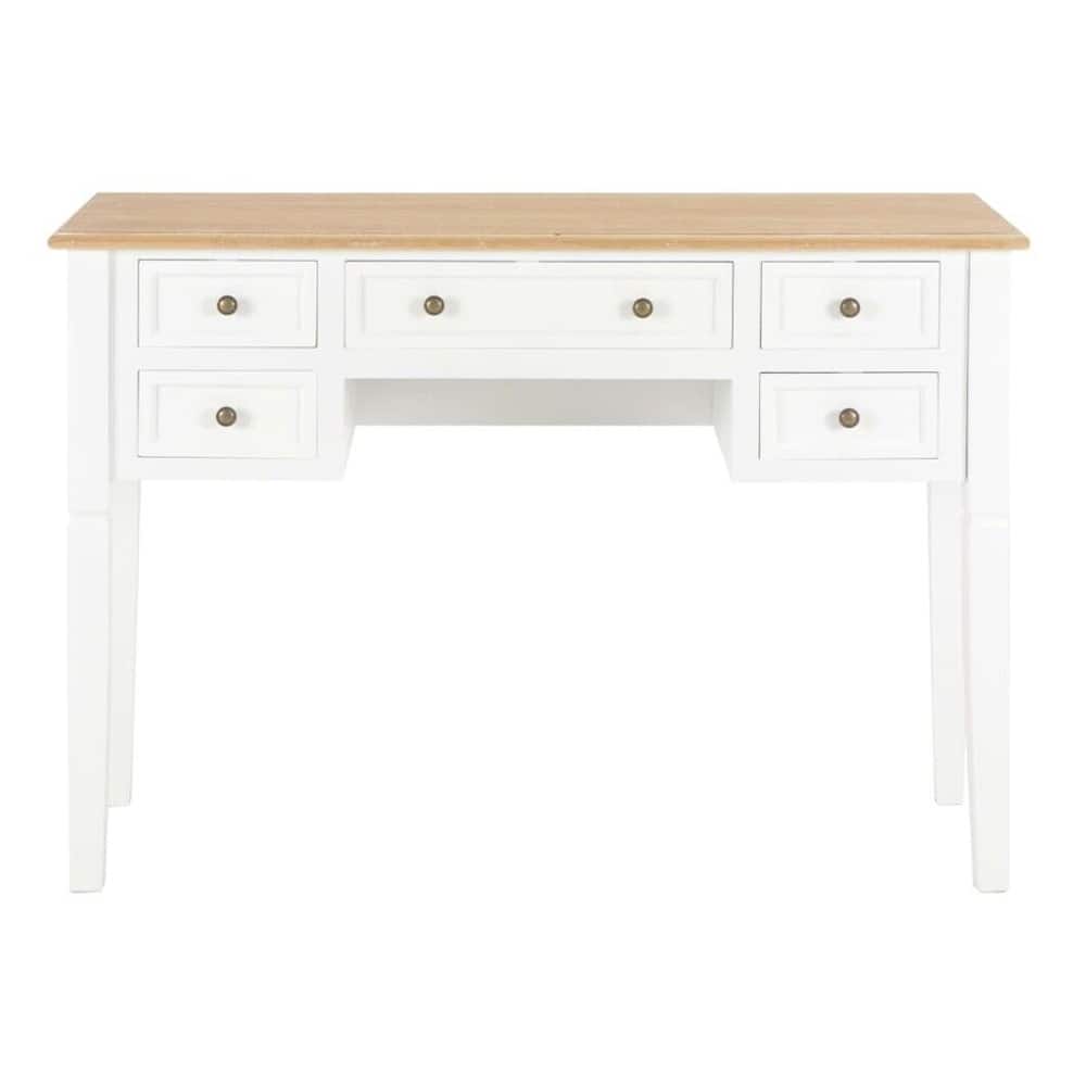 Wooden Writing Table With Drawers White