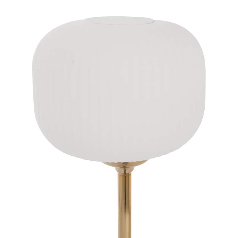 Metal Room Table Lamp with Round Ribbed Shade - White - CosmoLiving by Cosmopolitan