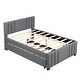 preview thumbnail 7 of 13, Full Size Upholstered Platform Bed with Trundle, Linen Upholstery, Tufted Headboard, Sturdy Frame